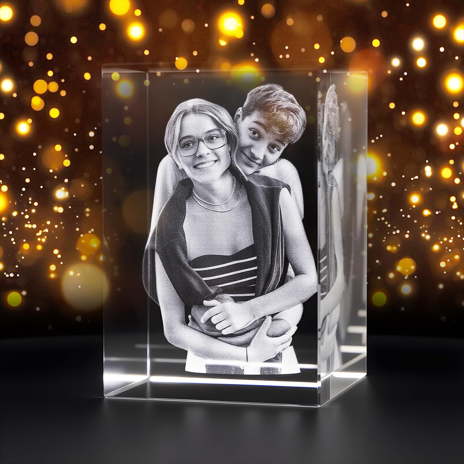 Personalisierter 3D Kristall-Bilderrahmen, 3D Glasfoto Personalisiertes Geschenk mit Ihrem Eigenen Foto für Frauen, Ehefrau, Männer, Mutter, Geburtstag, Hochzeitsgeschenk, Valentinstag, Weihnachten