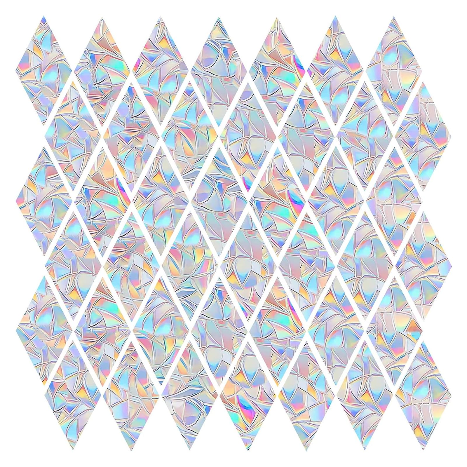 75PCS Diamond Anti-Collision Sticker Window Clings to Save Birds - Non-Adhesive Prismatic Vinyl Rainbow Stickers