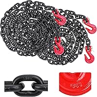 Lechansen 2-Pack G80 5/16" x 10ft Transport Binder Chains with Clevis Grab Hooks - 4900 lbs WLL Towing Logging Chains