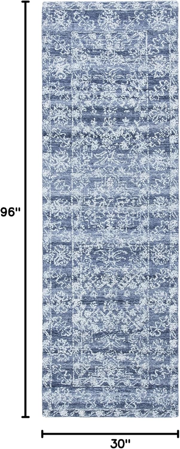 SAFAVIEH Marquee Collection Runner Rug - 2'6" x 8', Navy, Handmade, Ideal for High Traffic Areas in Living Room, Bedroom (MRQ115N)
