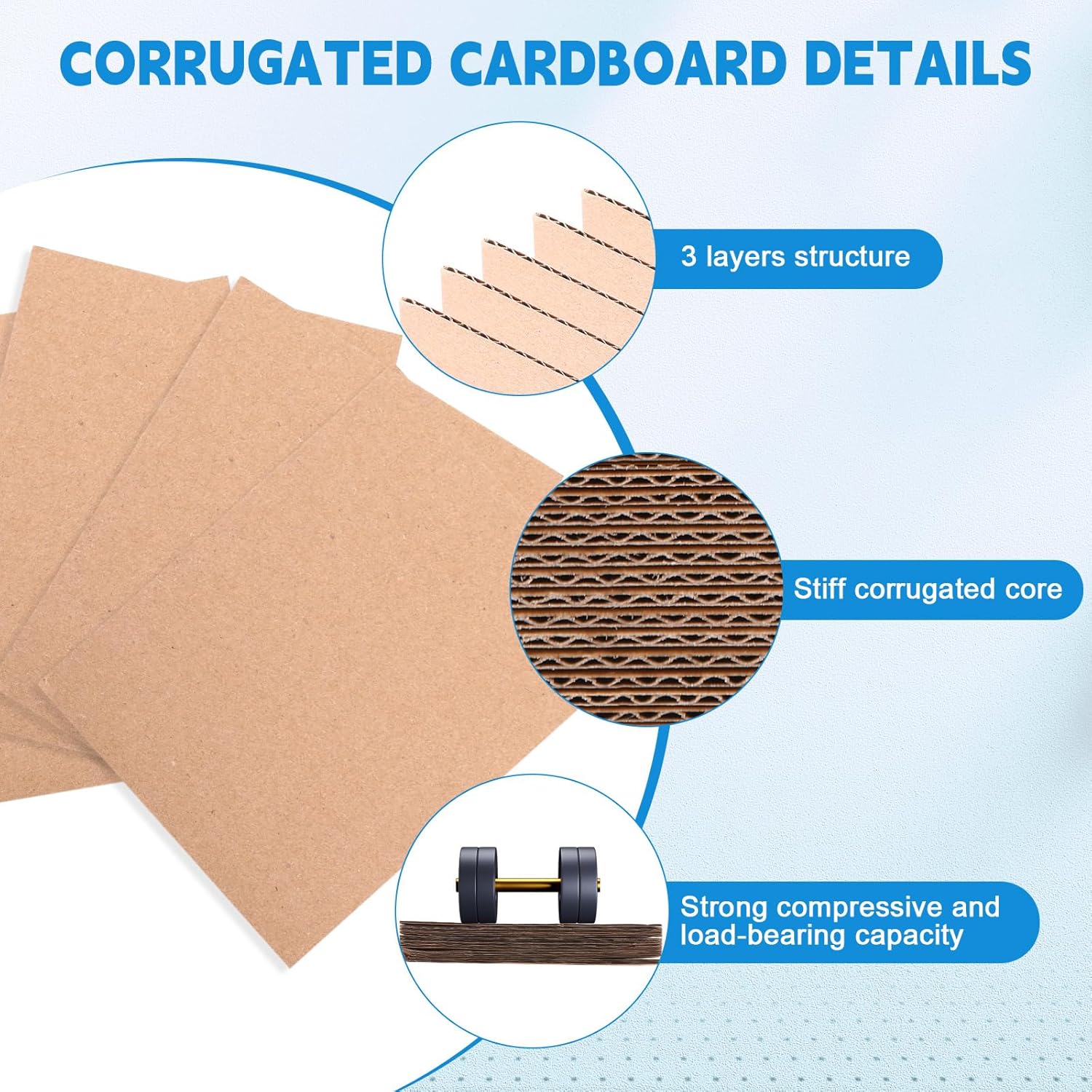 Tatuo 301 Pcs Trading Card Shipping Protector Set Include 200 Corrugated Cardboard Sheets Inserts 100 Poly Bubble Mailers Padded Envelopes and Masking Tape(Royal Blue)