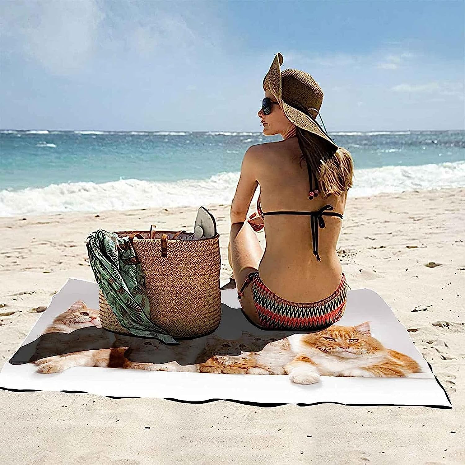 Serviette De Plage 3D Chat Animal, Serviette De Bain XXL 150 X 200 Cm Microfibre À Séchage Rapide, Serviettes De Plage Enfant Femme Homme Drap De Plage pour Natation Picnic -7L0N