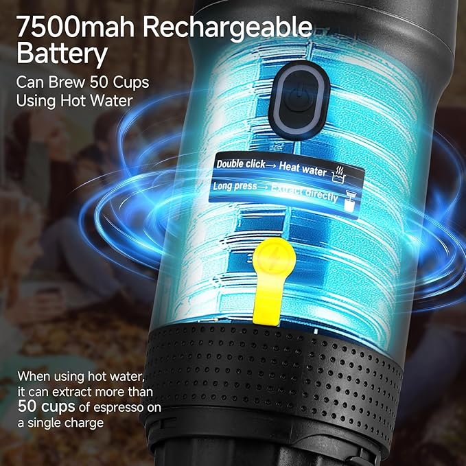 Cafetera Portátil Automática con 25 Bar, Compatible con Cápsulas y Molido miniatura 6