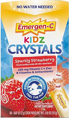 Vista 10 de Emergen-C Kidz Crystals, On-the-Go Emergen-C Suplemento de apoyo inmunológico con vitamina C, vitaminas B, zinc y manganeso, fresa brillante