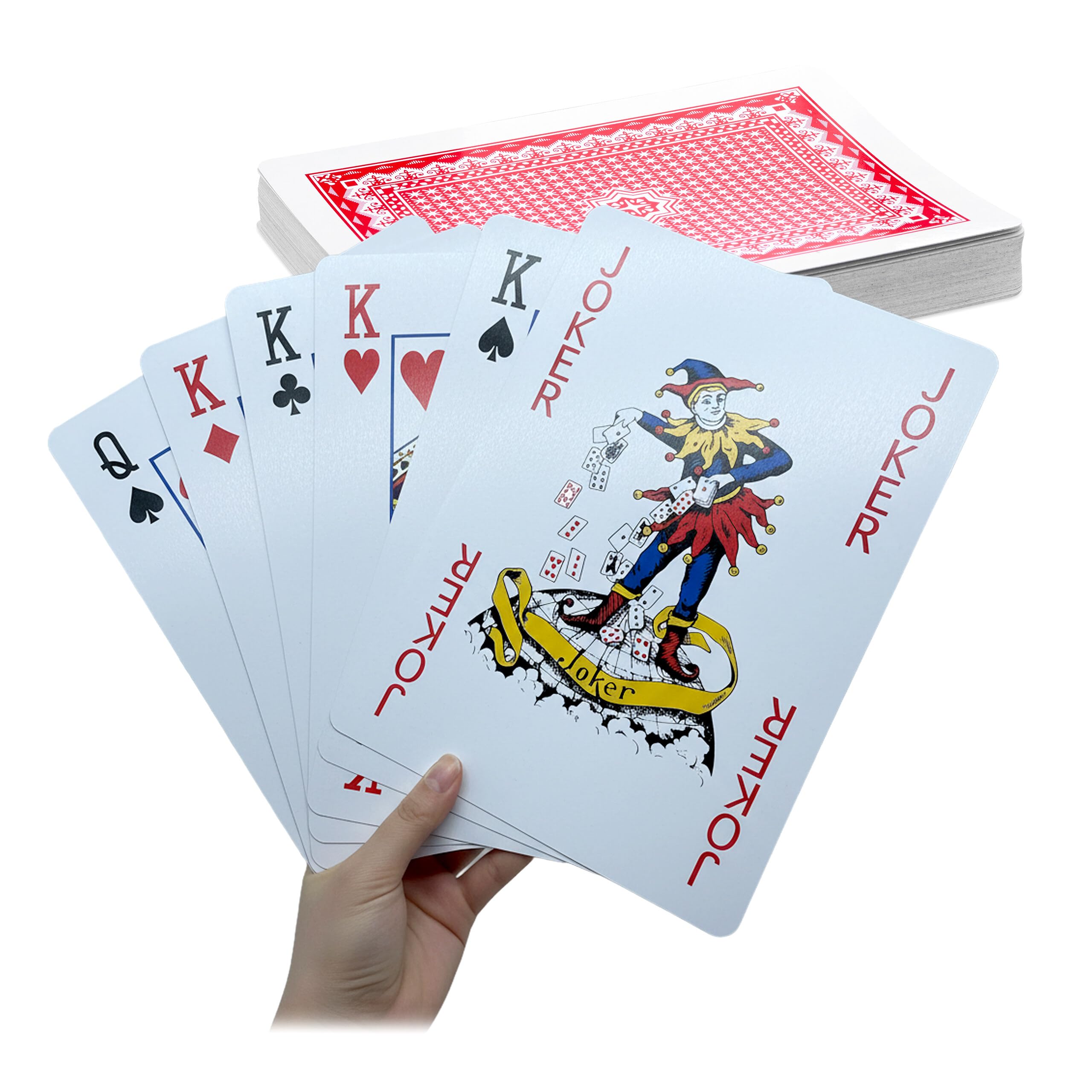 Relaxdays Jumbo Playing Cards, Waterproof Coated, 54 XXL Colorful Poker & Rummy Cards, 28 x 21 cm