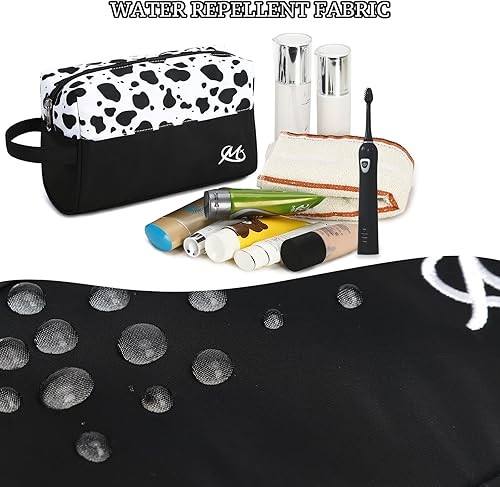 Miniatura 4 de Ryushoyo Juego de 2 piezas de artículos de tocador de viaje impermeable maquillaje electrónico lápiz organizador bolsa con asa, Triángulo geométrico