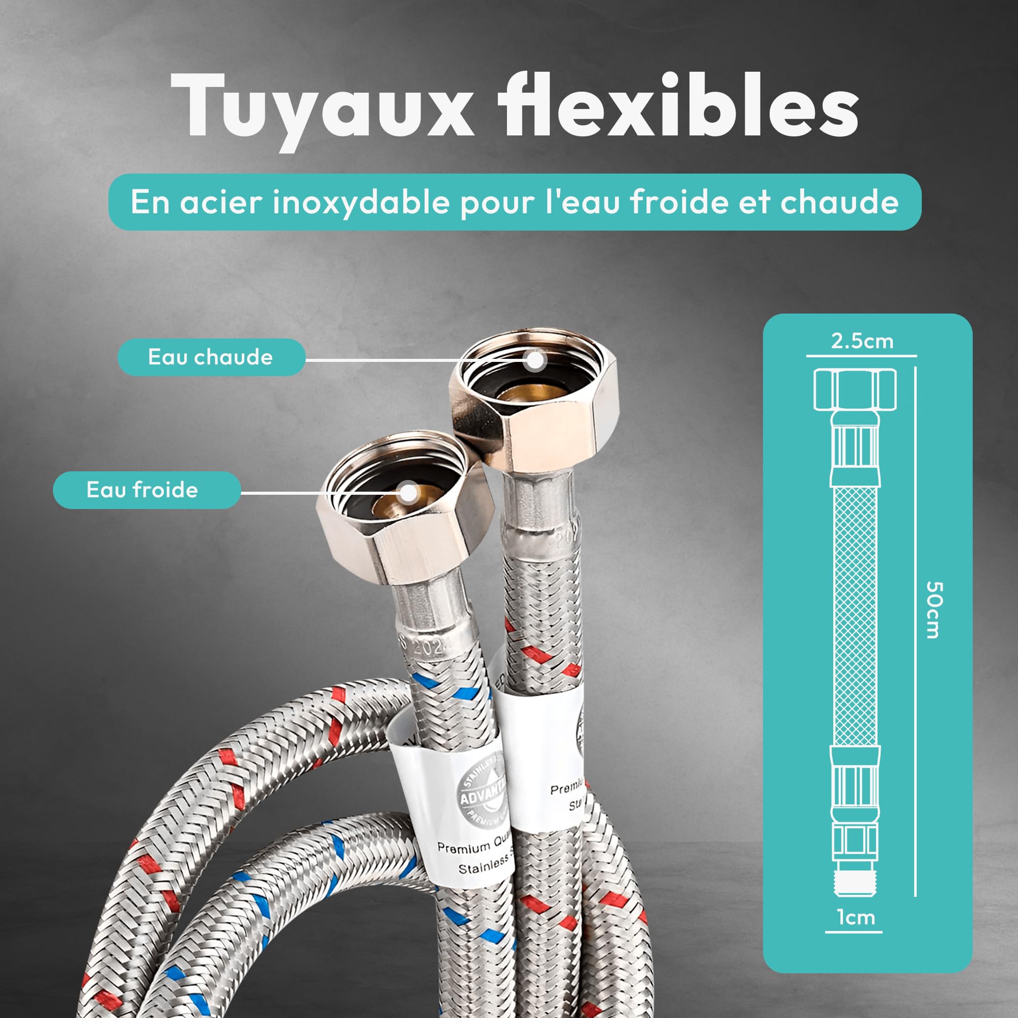 JUPPLIES Robinet de Cuisine avec Douchette Extractible | Mitigeur Cuisine Pivotant 360° | Acier Inoxydable | 2 Jets | Installation Facile