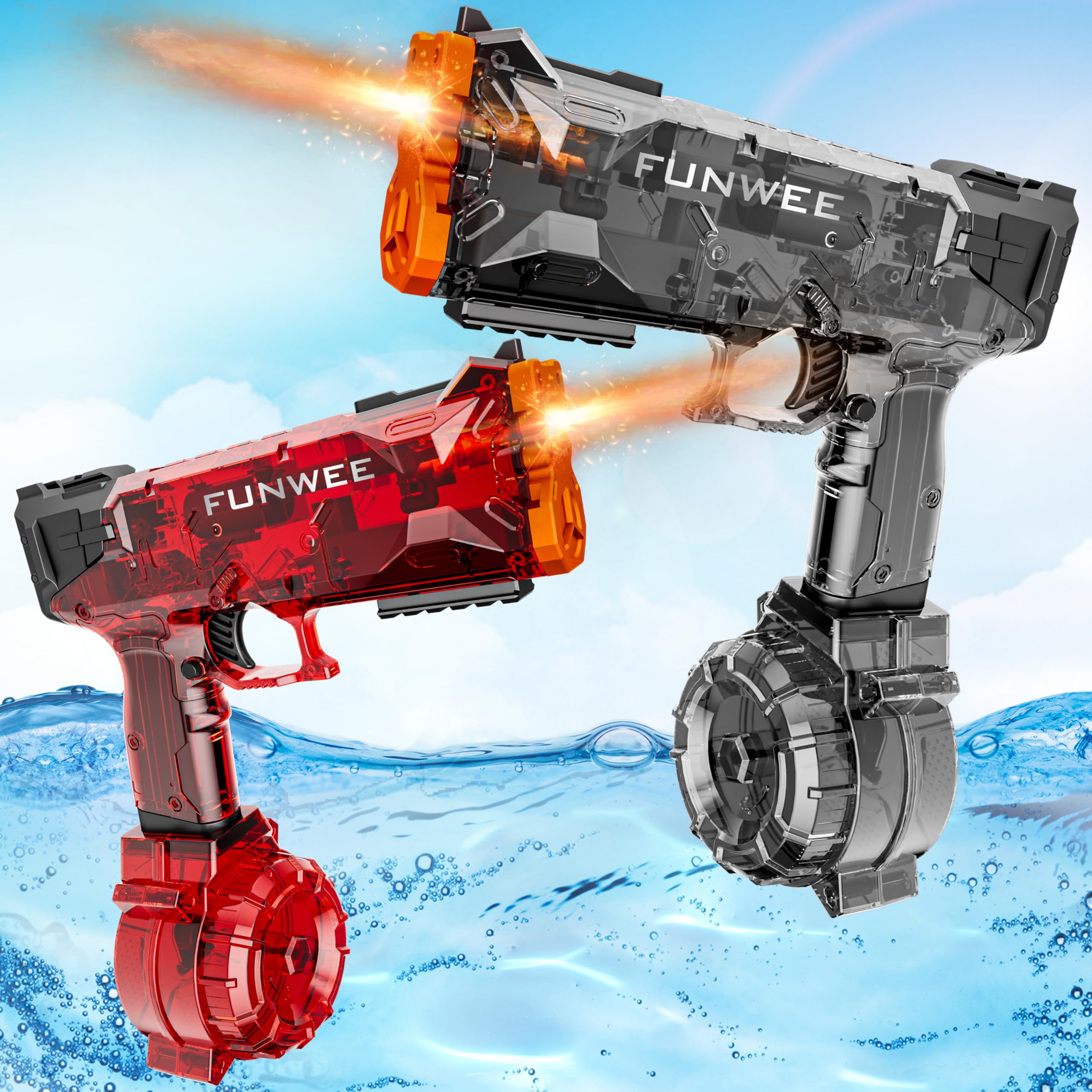 Photo 1 of ***MISSING PARTS***
Funwee 2025 New Upgrade 2 Pack Electric Water Guns for Adults Kids, Light Up Squirt Gun, Powerful Automatic Water Gun, High Capacity Long Range Fully Strongest Water Blaster, Outdoor Pool Water Toy