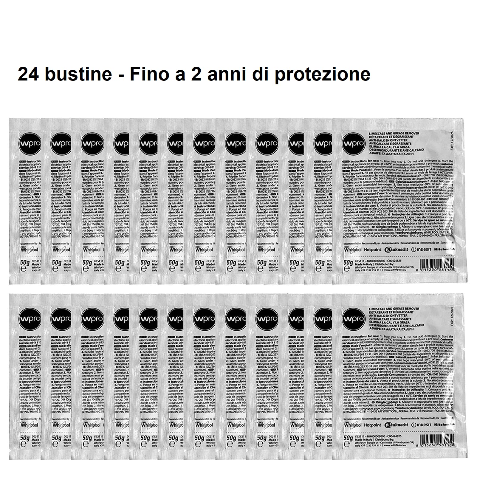 Easyricambi kit 2 pezzi di Decalcificante & Sgrassante in Bustine – Cura Completa per Elettrodomestici, Lavatrici,Lavastoviglie – Anticalcare Potente + Formula Sgrassante (totale 24 bustine)