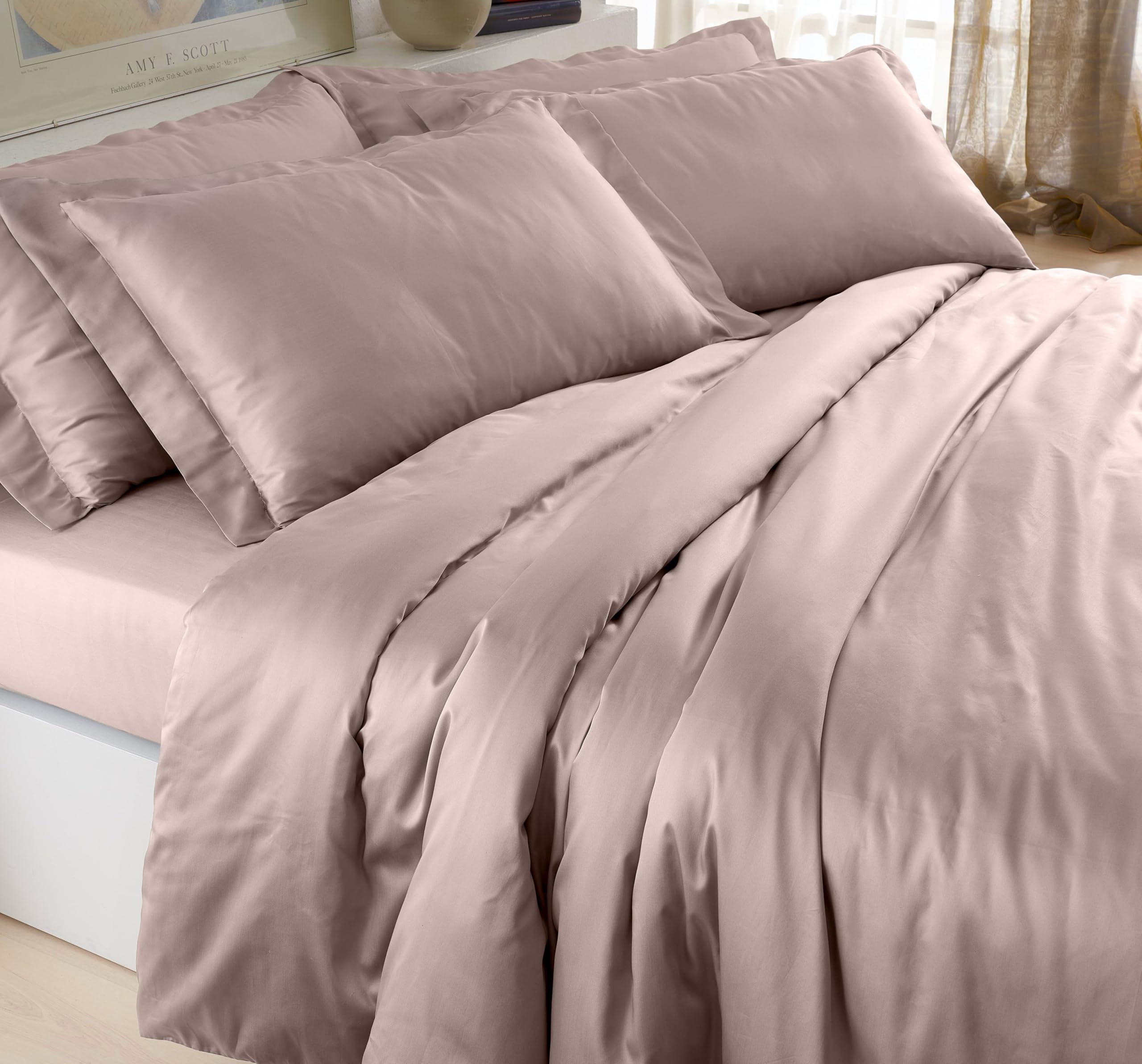 Satin de coton pour lit double : transformez votre chambre en oasis mauve