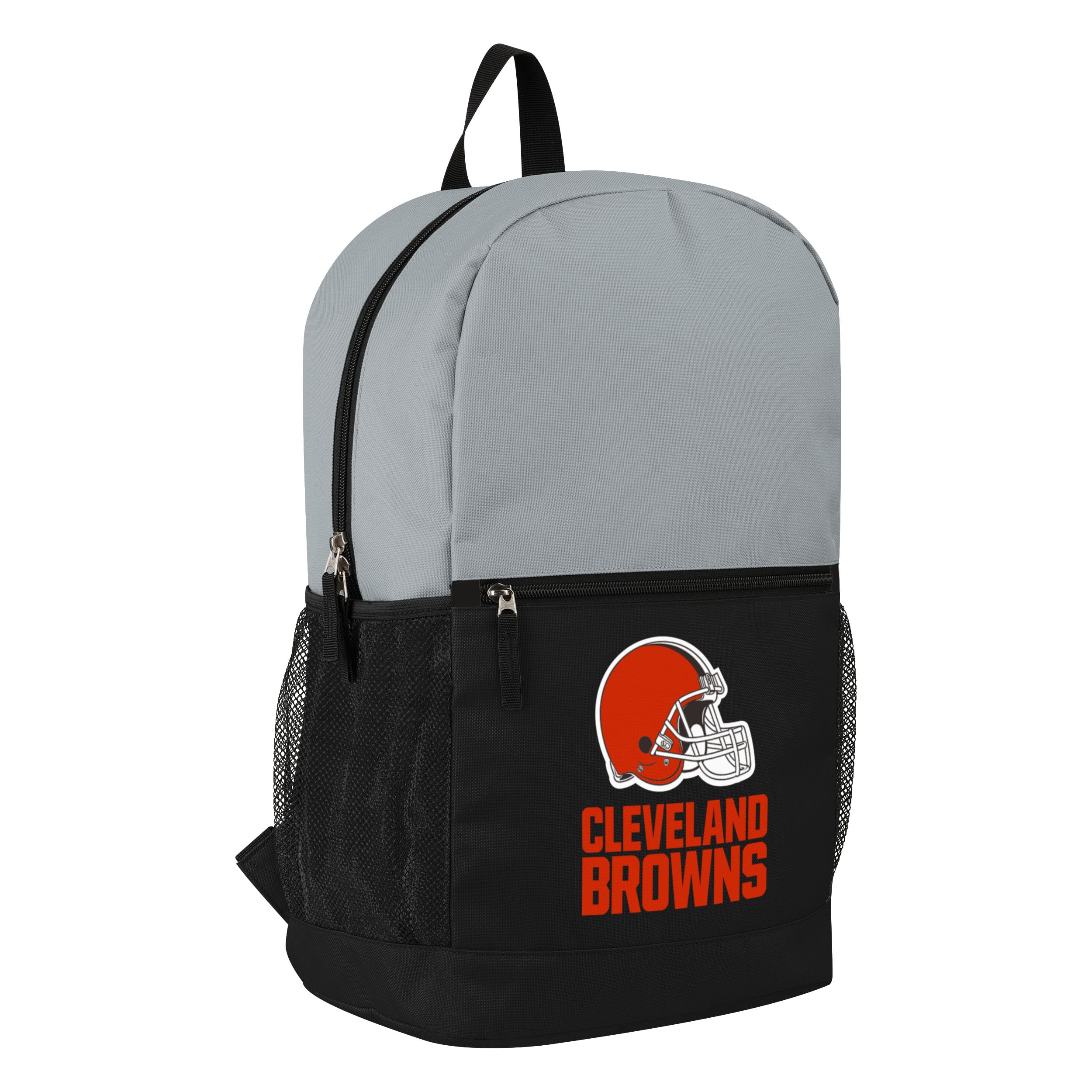 FOCO NFL Officially Licensed Football Team Color Primary Logo 2 Tone Big Logo Color Block School Bag Travel Backpack, Cleveland Browns, One Size, Daypack Backpacks