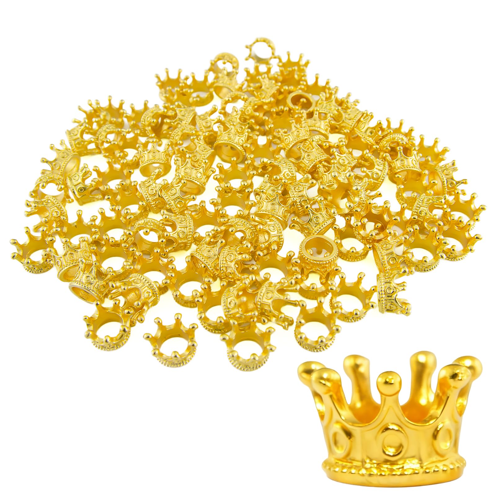 Gold Crown Mini Crowns - 100 Pieces Tiny Golden Crowns for Crafts, Party Favors,Photography Props Miniatures, Miniature Landscape, Vase Filler, Train Set Scenery, Treasure Chest Decoration