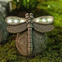 Rezpuao Solar Dragonfly Garden Statue - Weatherproof Resin Figurine with LED Lights for Patio, Yard, Lawn & Outdoor Decor