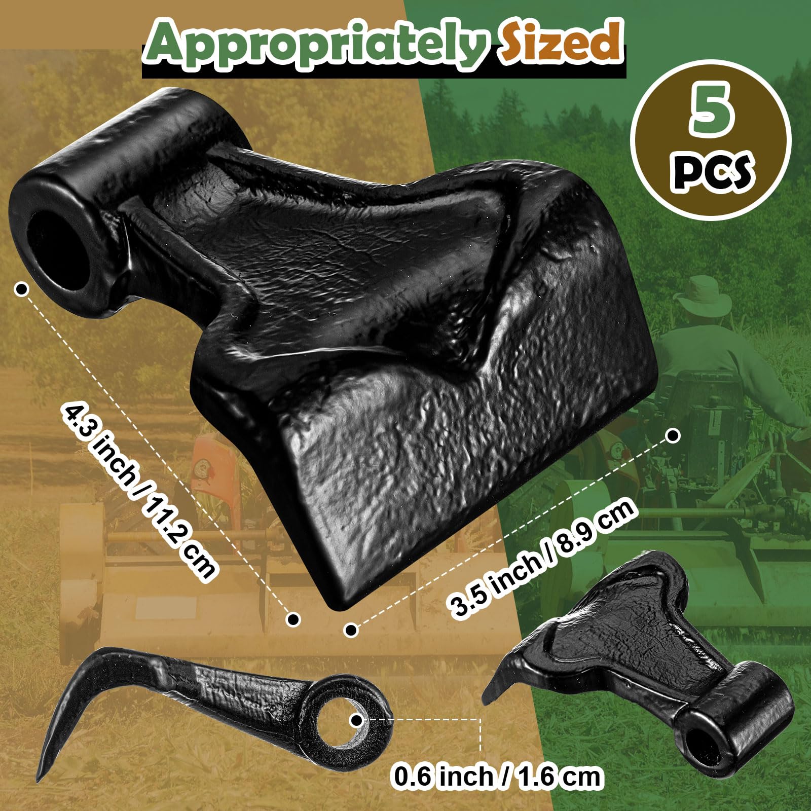 Threlaco 5 cuchillas de repuesto de acero de 3.5 pulgadas de ancho para cortacésped de tractor
