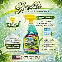Vista 7 de Sparkle Spray limpiador de vidrio, nueva fórmula verde, libre de V.O.C, no deja rayas, botella de spray de 33.8 onzas líquidas (paquete de 1)
