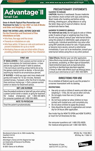 Miniatura 2 de Advantage II - Tratamiento y prevención de pulgas para gatos pequeños, 5-9 libras