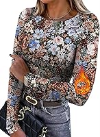 WIHOLL Women's Long Sleeve Thermal Shirt Light Fleece Crew Neck Tops Fall 2025 Casual Slim Fit Basics