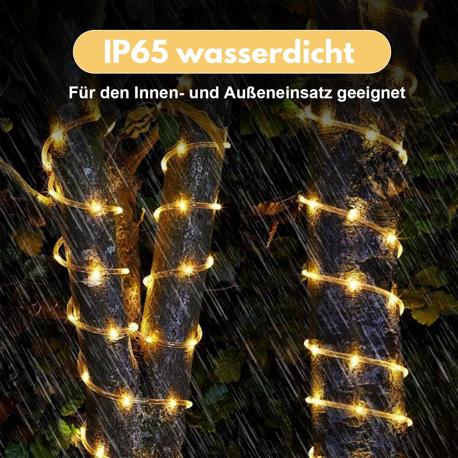 Lichterschlauch Aussen 30m, Warmweiß 300 LEDs Lichtschlauch mit Fernbedienung, IP65 Wasserdicht, 8 Modi dimmbar, Timer und Memory-Funktion für Außen und Innen, Garten, Balkon, Hochzeit, Party