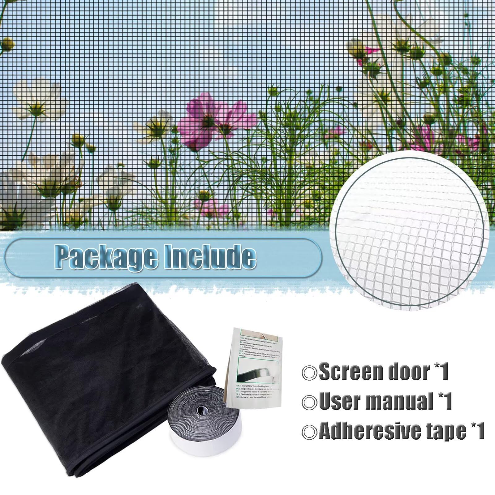 Magnet Fliegengitter Tür, 135x200cm Schwarz Seitlich Öffnung Fliegengittertüren Selbst Abdichtung Insektenschutz für Balkontür Schiebetür Küche Schlafzimmer