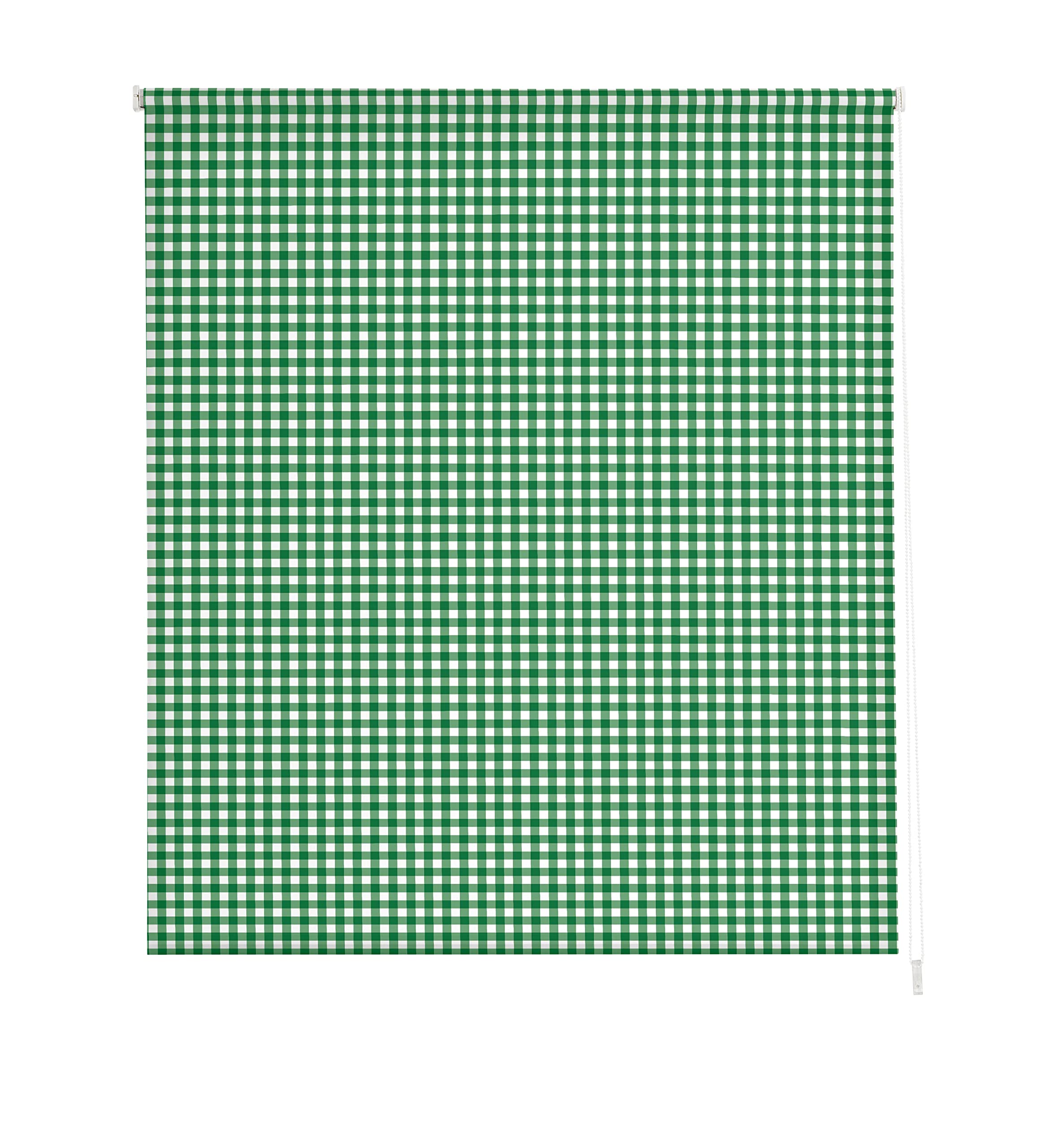 Estoralis | Kitchen | Modern Roller Blind | Printed Translucent Fabric | Vichy-2 Green | 110 x 180 cm. (Width/Height) Fabric Size 107 x 175 cm | Blinds for Windows and Doors