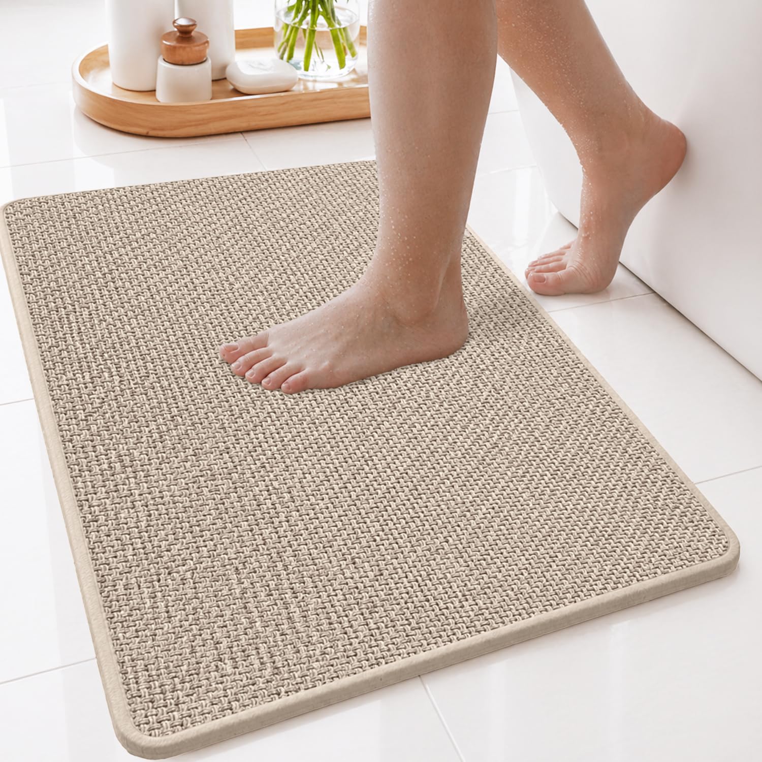 SITTELLA® Handwoven Jute Mat for Floor, Anti Skid Jute Rug for Living Room, Bathroom & Kitchen, Water Absorbent Kitchen Runner & Floor Mat|40 x 60 cm (Pack of 2)|Beige-image-12