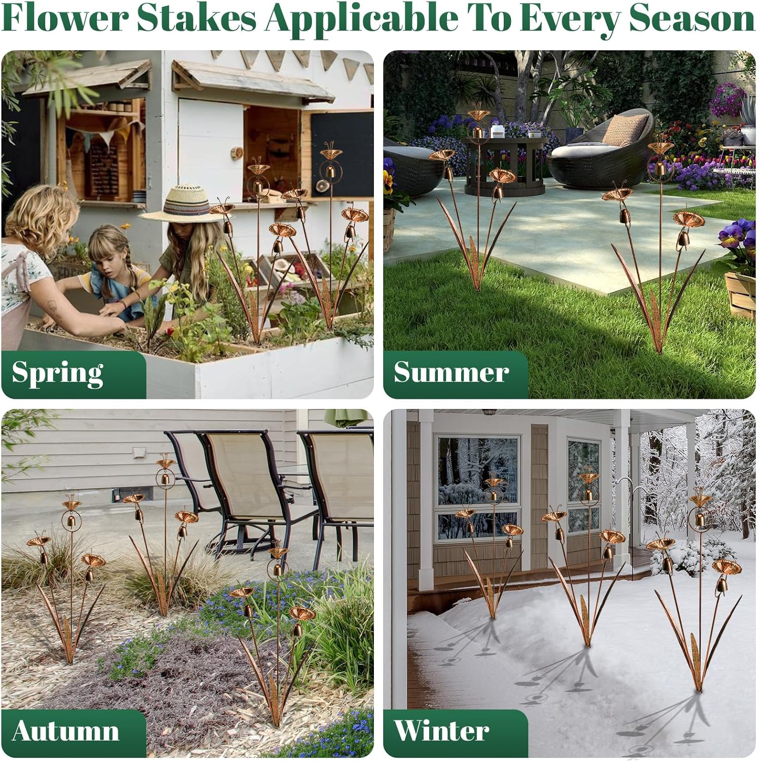 WSgift Gardens Metal Calla Lily Flowers with Bells for Outside Yard Art Metal Lilies Bronze