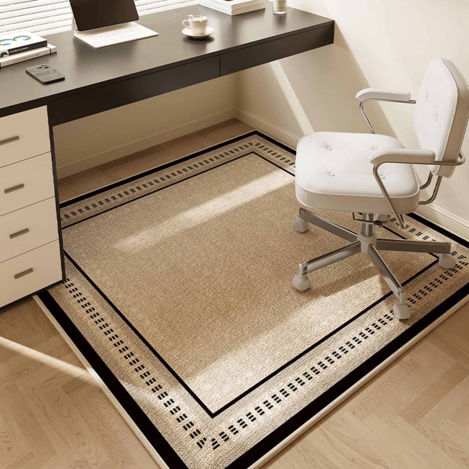 Quadratische Bürostuhlmatte für Teppich und Hartholzbodenschutz, rutschfeste Gaming-Schreibtischunterlage für Rollstühle, Teppichschutz (Schwarz, 60 x 60 cm)