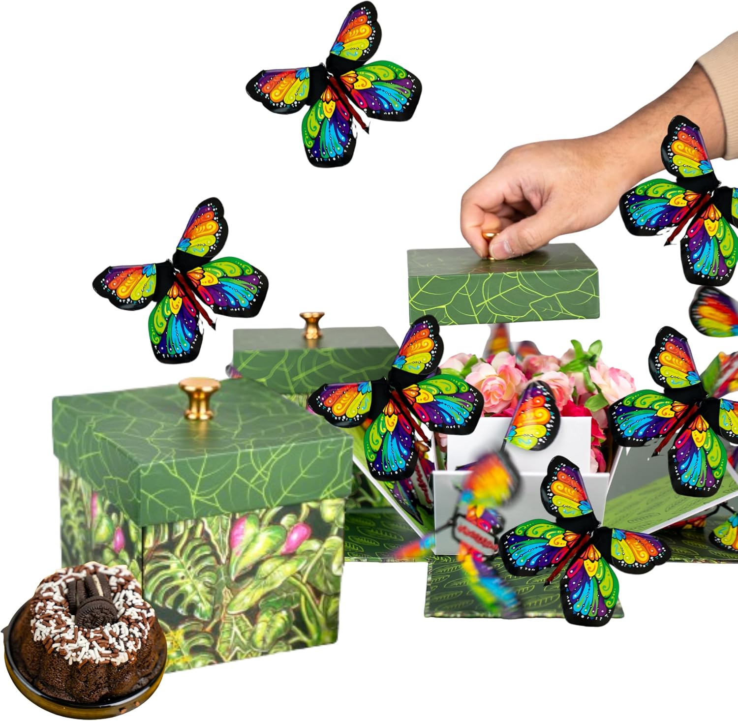 Amazon.com: SendaCake Plant Lovers Birthday Flying Butterfly Surprise ...