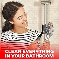 Vista 6 de Set de cepillos de limpieza de 3 piezas - Cepillo de limpieza para ducha con mango ergonómico y cerdas duraderas - Cepillo limpiador de lechada