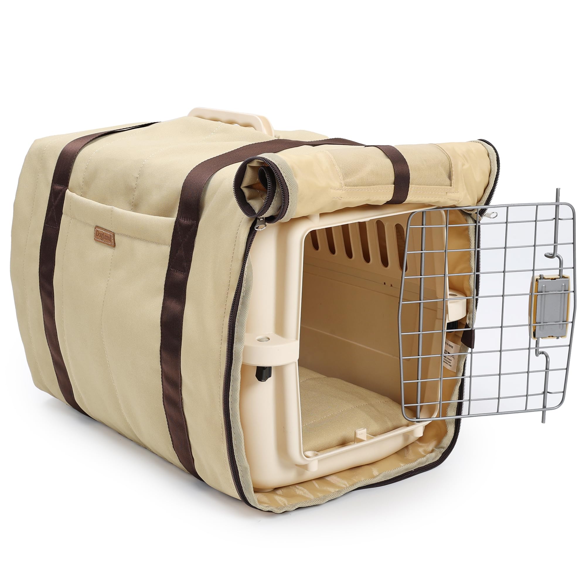 Housse de cage de voyage pour chat et chien, housse de transport chaude et douce avec 2 côtés en maille respirante, utilisation en intérieur et en extérieur