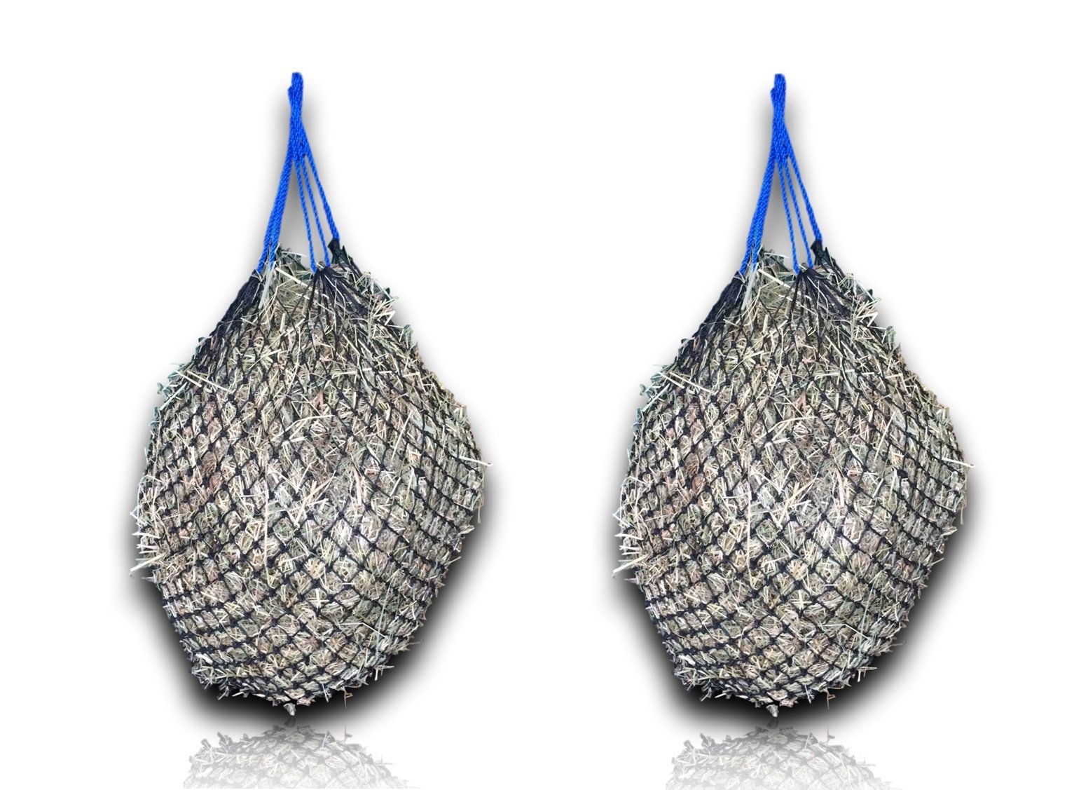 Rete per fieno per cavalli, a maglie strette 3,5 cm, con moschettone, nero, ca. 6 kg di peso totale.-