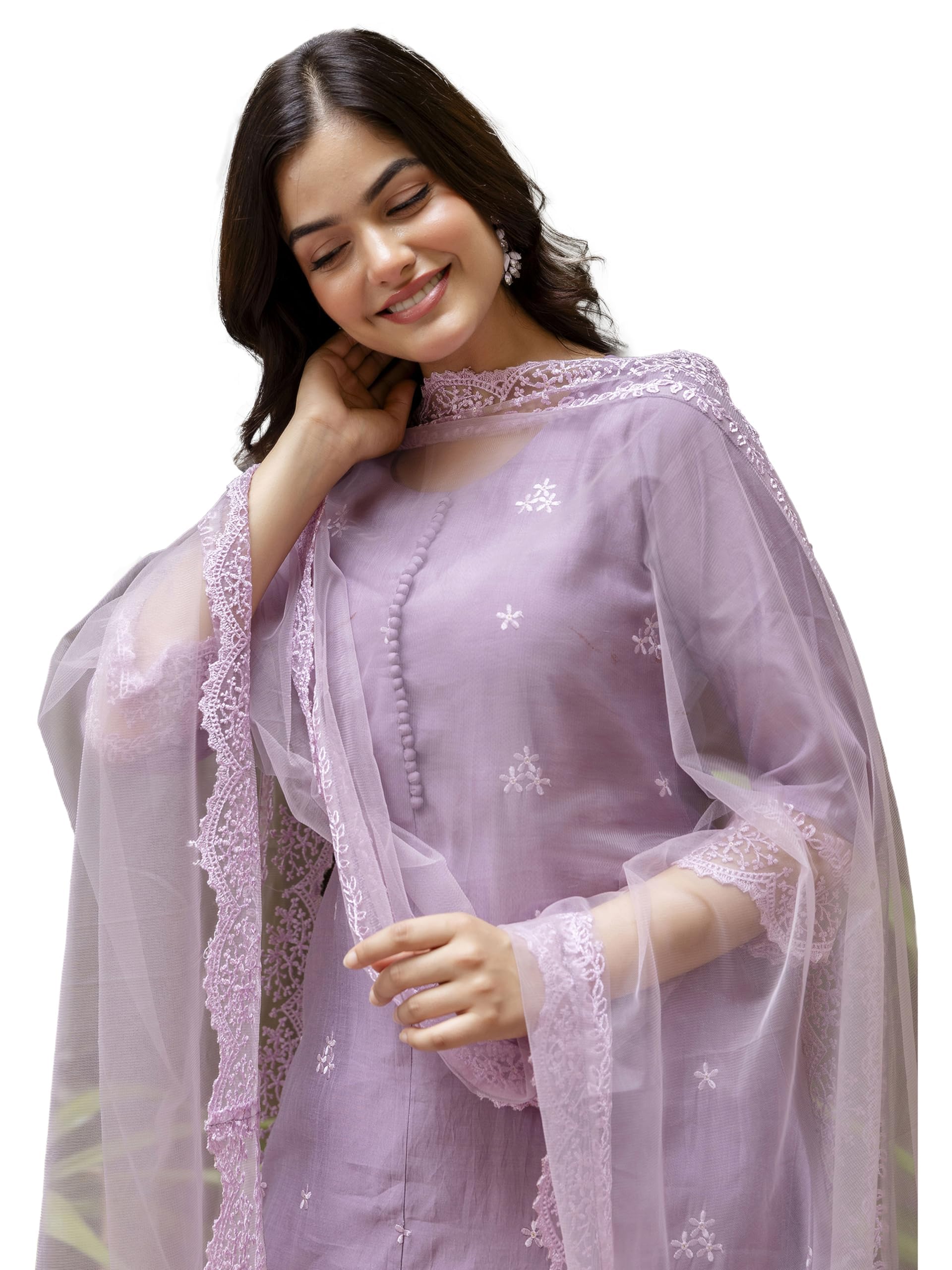 trendmalls Women's Art Silk Embroidery A line Kurta Pant with Dupatta Salwar Suit Set-picture-17