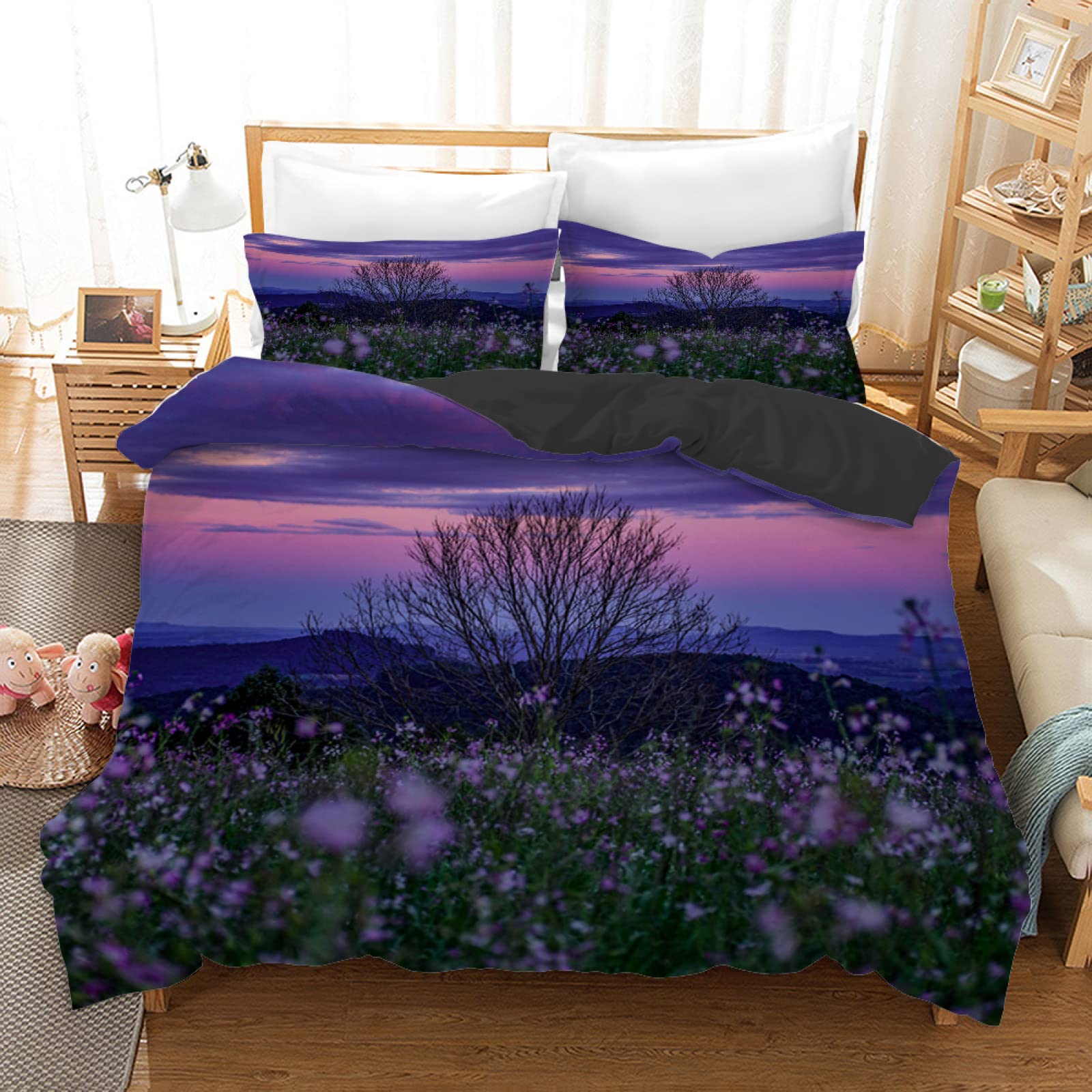 Housse de couette 160x200 grenouille grise en microfibre avec 2 taies 65x65 cm