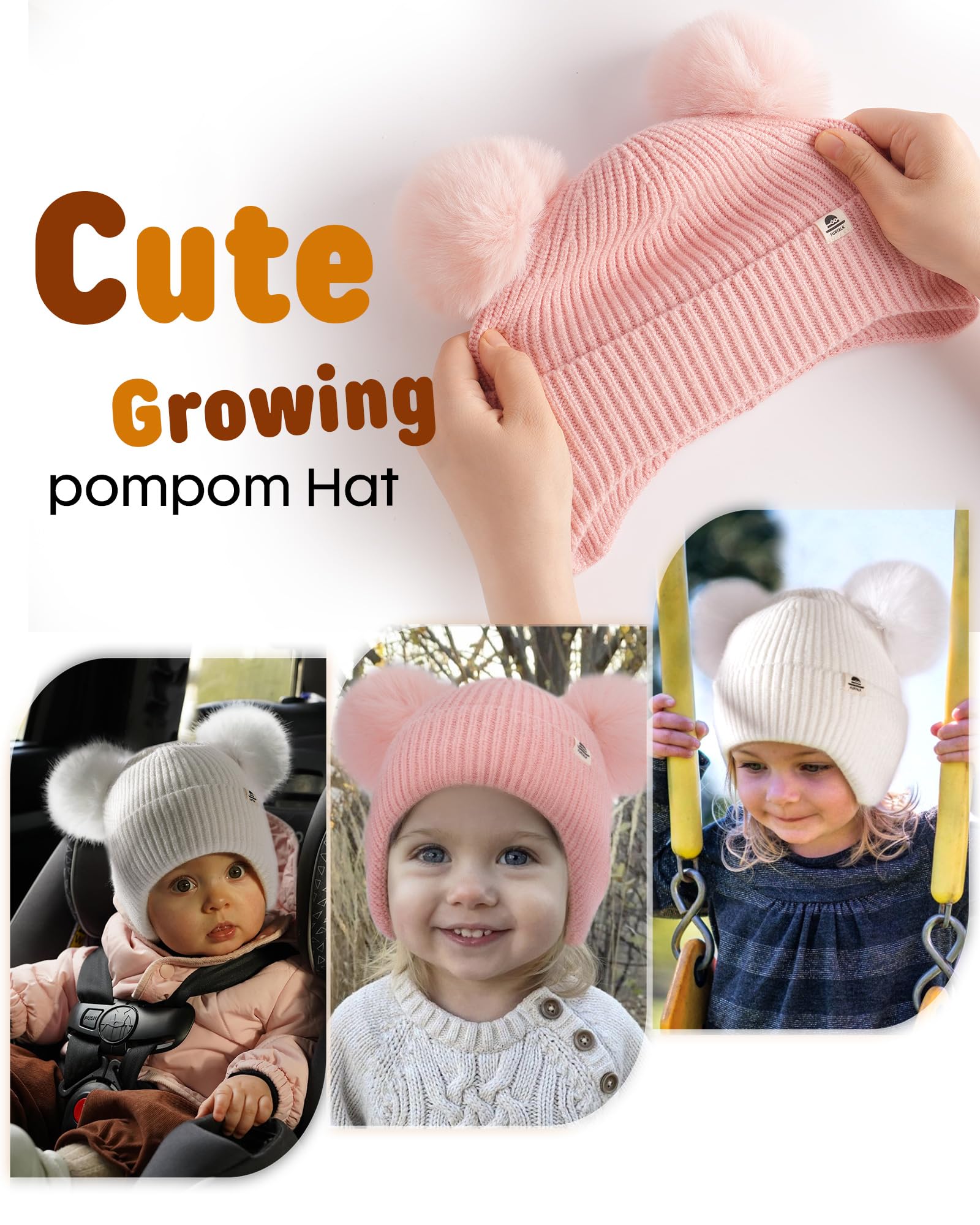 FURTALK Baby Toddler Winter Hat Pom Pom Beanie Girls Boys with Fleece Lined Kids Warm Cap