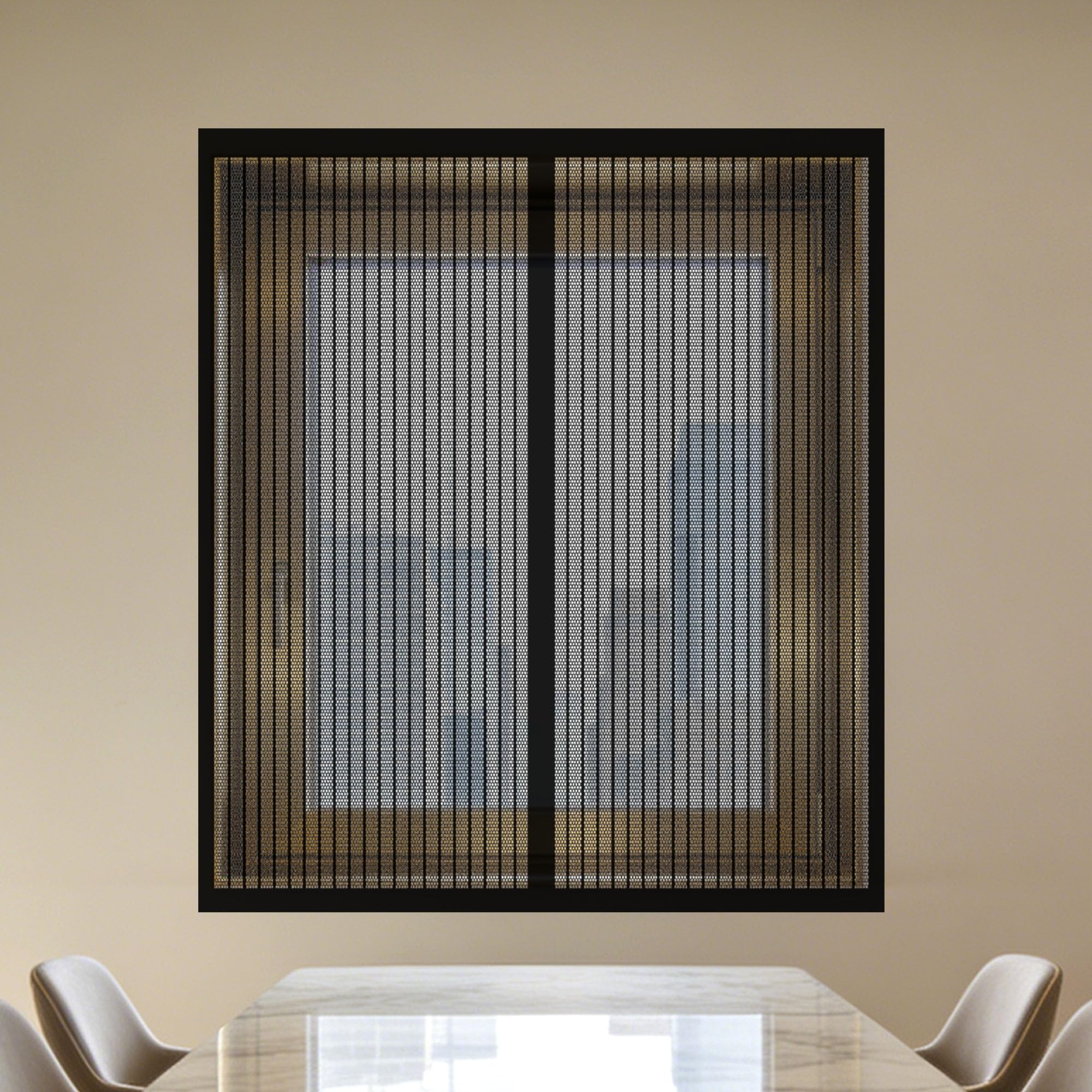 Moustiquaire fenêtre sans perçage noire 105x155 cm amovible