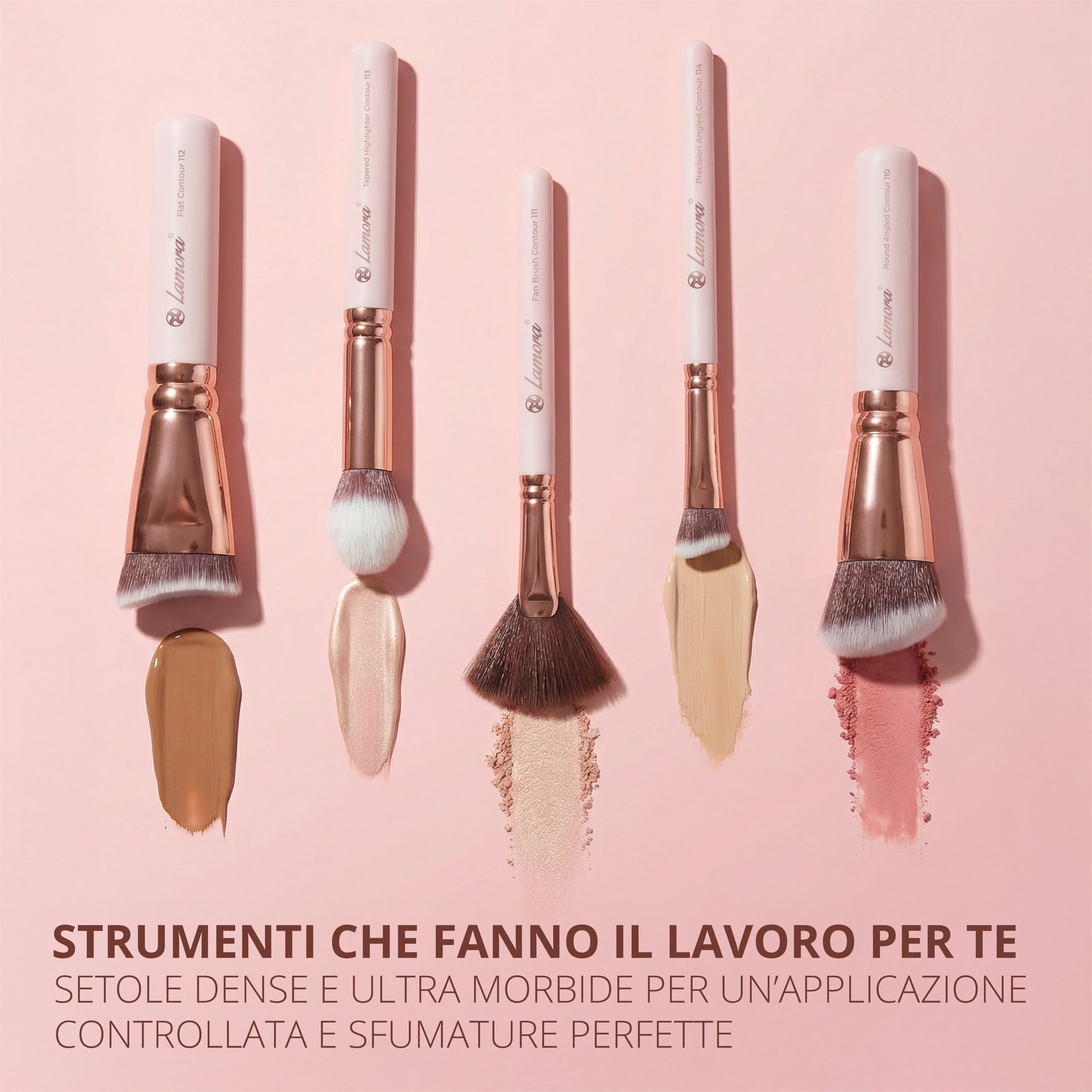Pennelli Make Up Contouring Professionali Pennello Contouring Kabuki - Per Applicare Fondotinta, Arrossire, Contouring Creme et Polveri - Set Vegano et Non Testato Sugli Animali