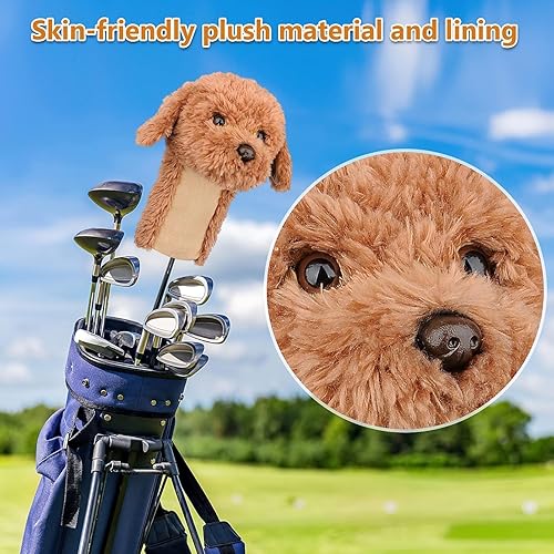 Miniatura 2 de Bozily Fundas de golf, fundas para la cabeza de garabato, fundas para cabeza de palo de golf para perros y garabatos dorados, adorable y suave