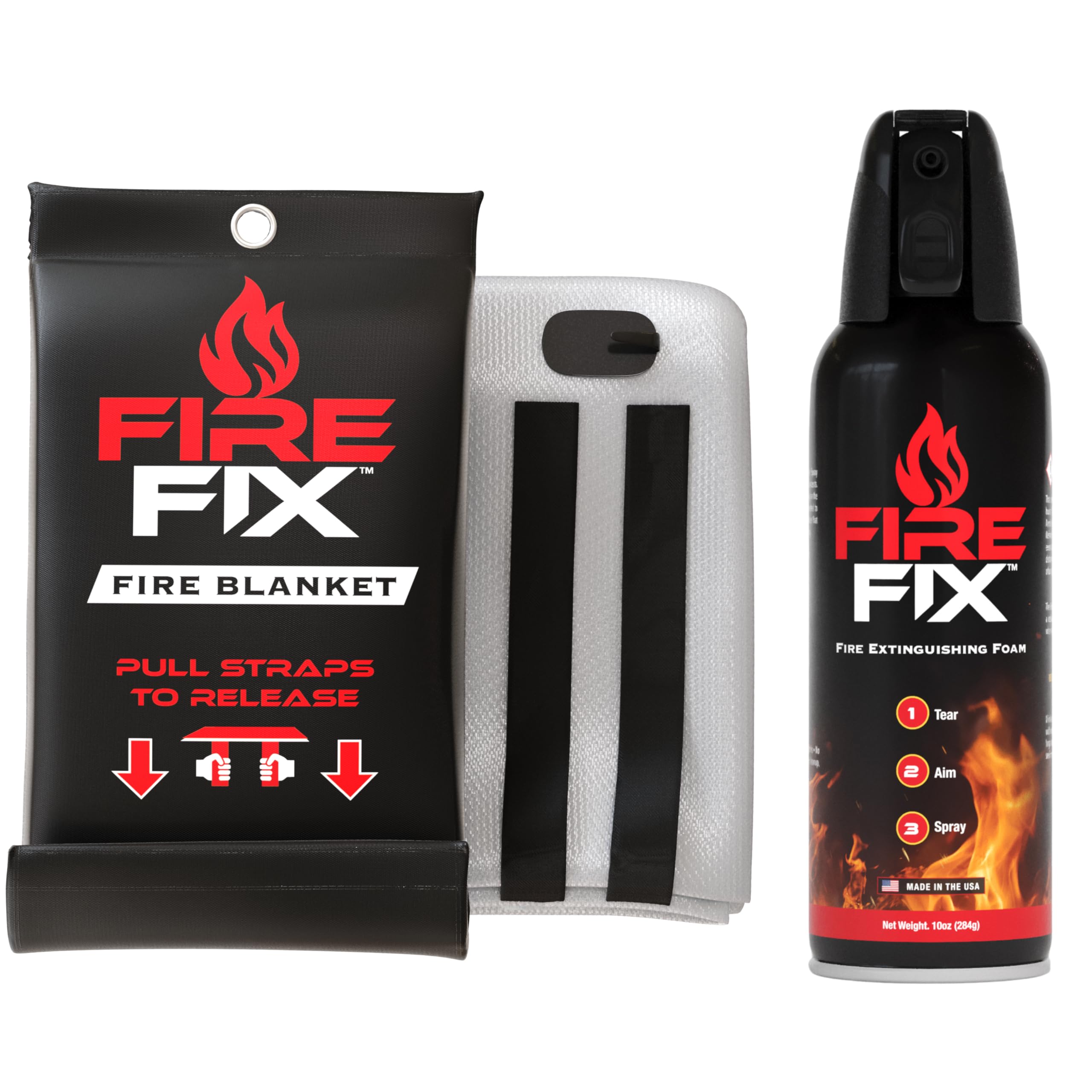 Fire Fix Fire Blanket & Fire Spray Fire Extinguisher for Apartment, Boat, Car, Garage, House, Kitchen & Vehicle | Compact, Portable & Easy to Use