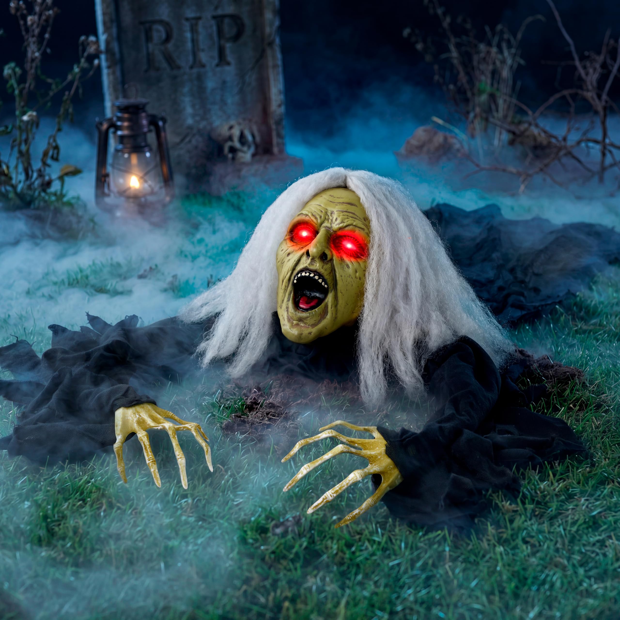 JOYIN Decorazione Innovativa Strega luminosa con effetto vocale funzione di attivazione del movimento e del suono per decorazioni da cortile Decorazione per Halloween