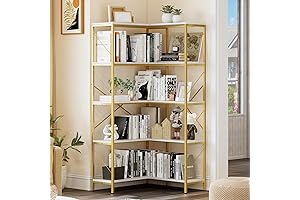 YITAHOME Gold Corner Bookshelf, A Golden Corner Solution