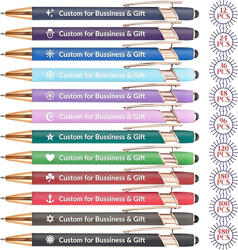 Miniatura 14 de Hasta 480 unidades de bolígrafos personalizados a granel, bolígrafos metálicos personalizados con nombre impreso con tinta negra, bolígrafos