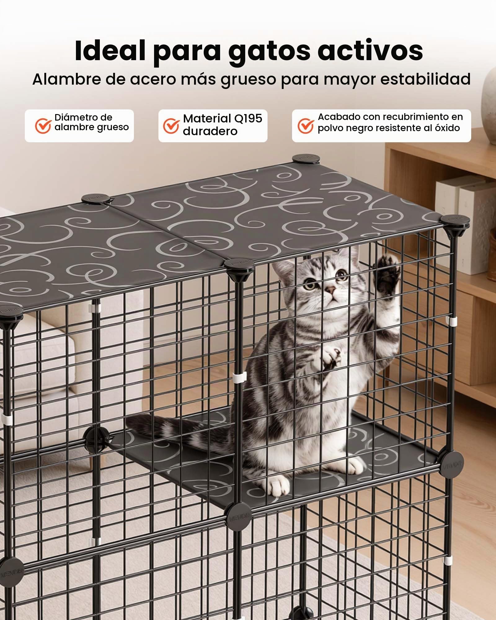 VEVOR Jaula para Mascotas de 3 Niveles 71,1x35,5 x 104,1 cm Casa de Gatos