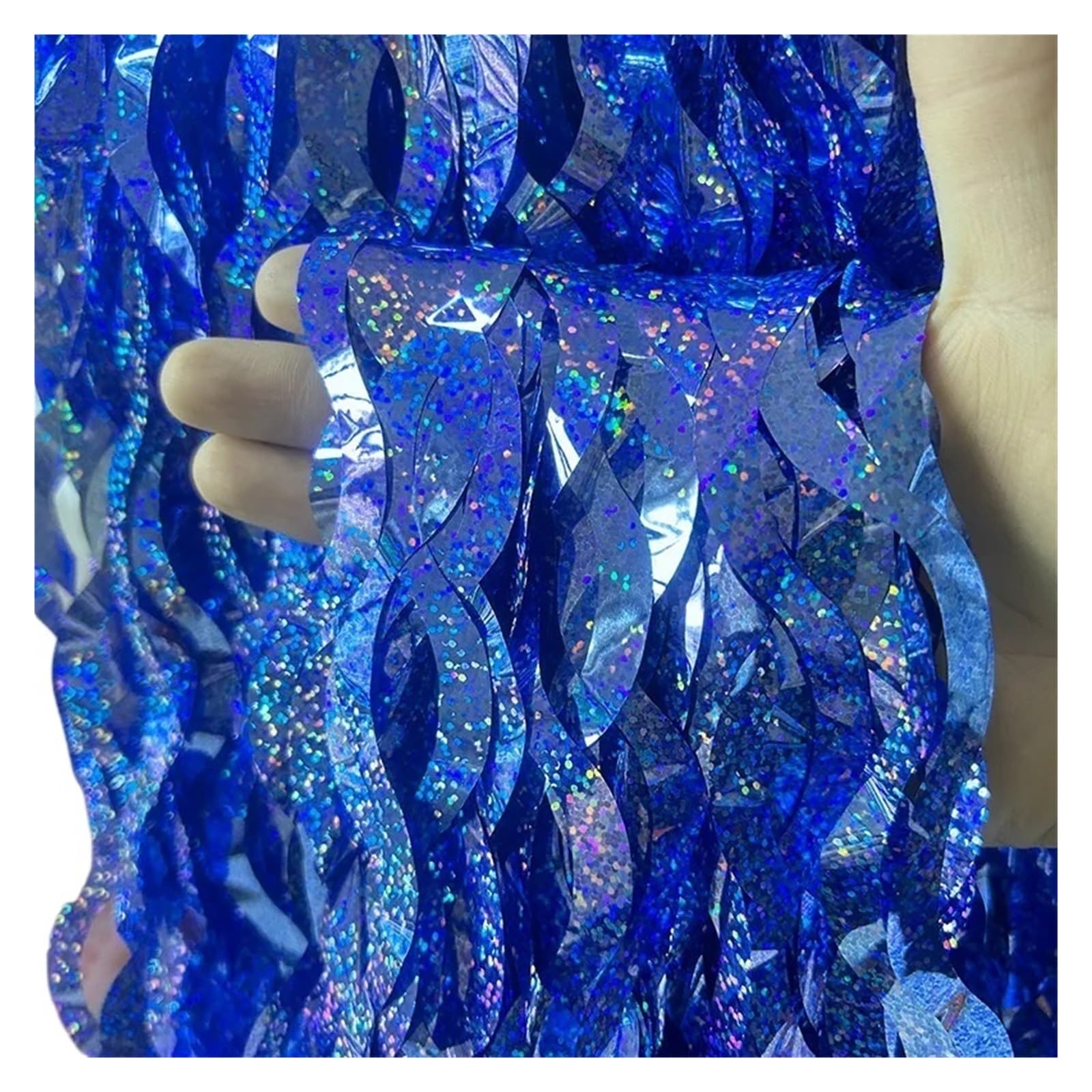 Tinsel Curtain Party Backdrop 1x2M Tinsel Foil Fringe Curtain Backdrop Wall Curtains for Under the Party Decoration(B Dark Blue)
