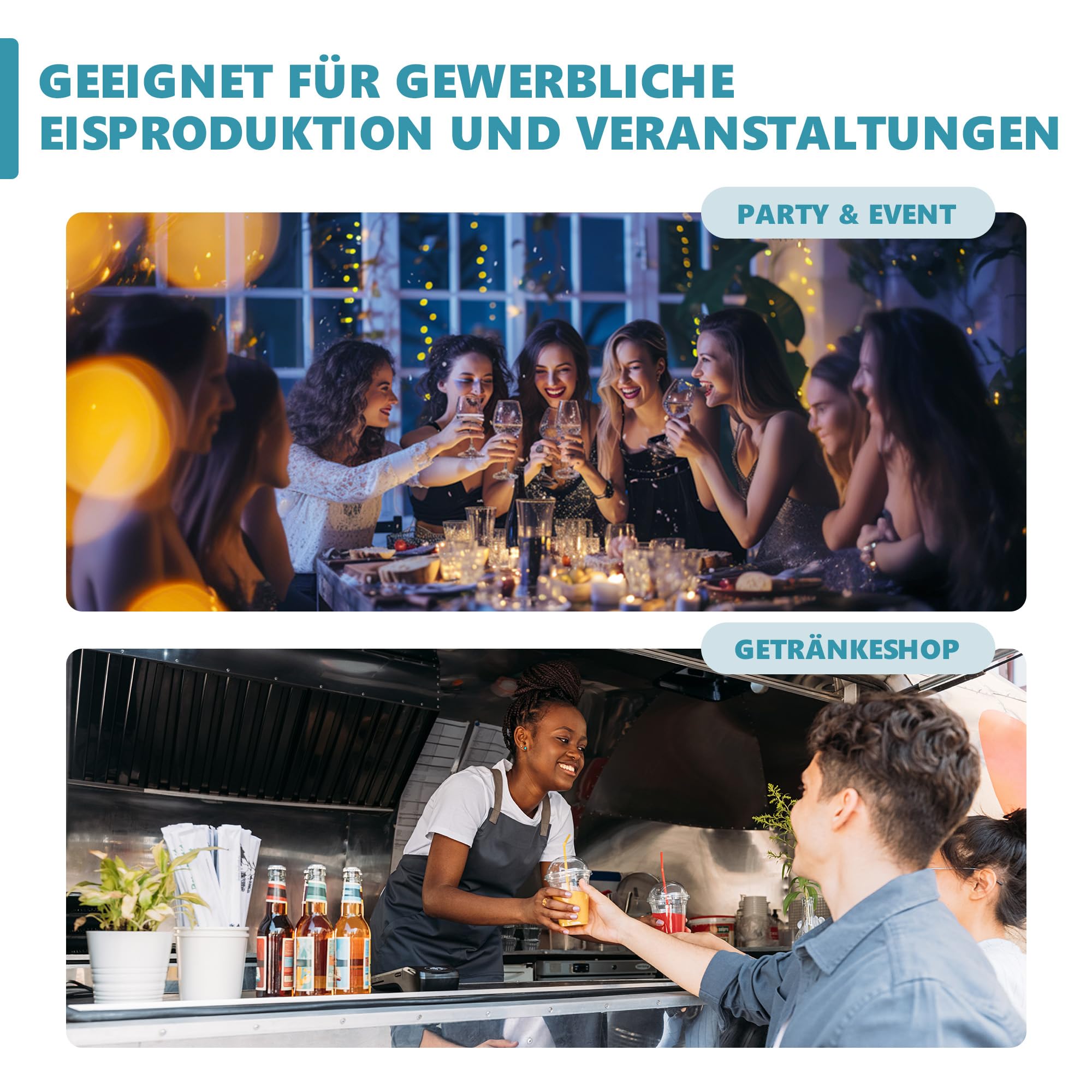 EUHOMY Gewerbliche Eiswürfelmaschine, 45 kg/24 Std. Edelstahl Untertisch-Eismaschine mit 15 kg Eislagerkapazität, freistehende Eismaschine mit Timer, ideal für Bars, Getränkeläden und große Feiern