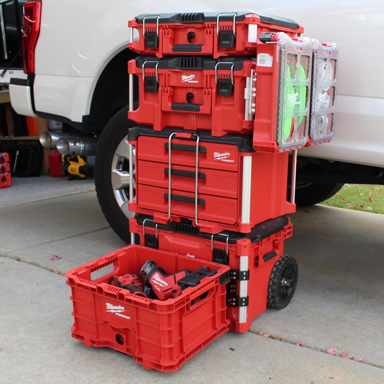 Packout Mount – Front & Side Packout Mounting Plate Compatible with Milwaukee Packout Toolbox-Mounts Crates, Full Size & Half Size Packouts and Milwaukee Packout Accessories-Screws Included – Black