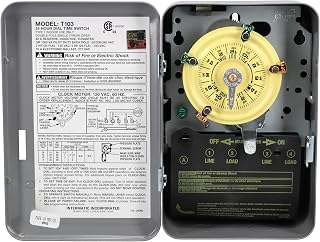 T103 24-Hour Mechanical Timer Switch - 120V DPST, Indoor Metal Enclosure, Heavy-Duty Programmable Time Switch - 40A Load Control for Pumps, Lighting, HVAC, and Fans