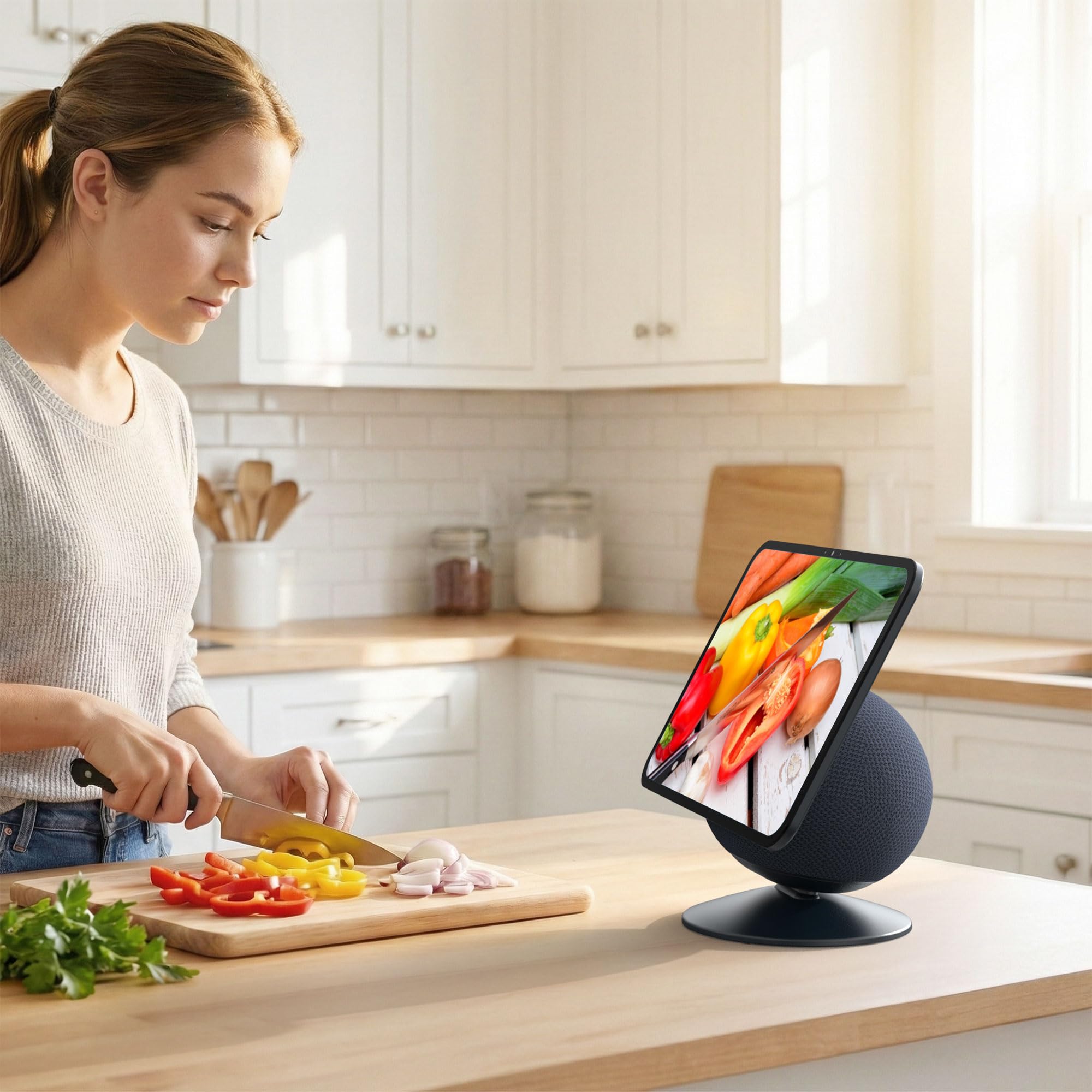 HomeMount Support Réglable pour Show 11/8 (2025) & iPhone 12 – Noir | Support de bureau inclinable ±18°, base magnétique, installation facile, idéal pour maison et bureau, design compact