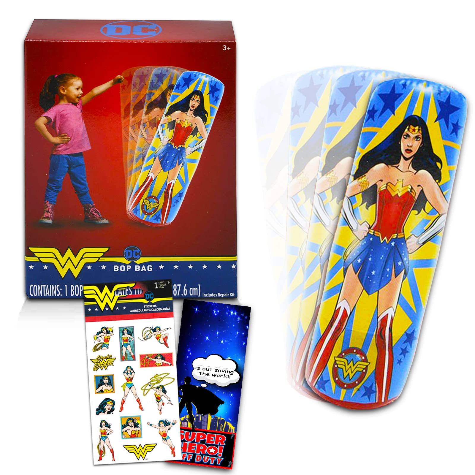 Detective Store DC Wonder Woman Superhero Bop Bag Bundle - Wonder Woman Punching Bag for Kids | Wonder Woman Bop Bag with Wonder Woman Stickers and More (Wonder Woman Toys and Games)