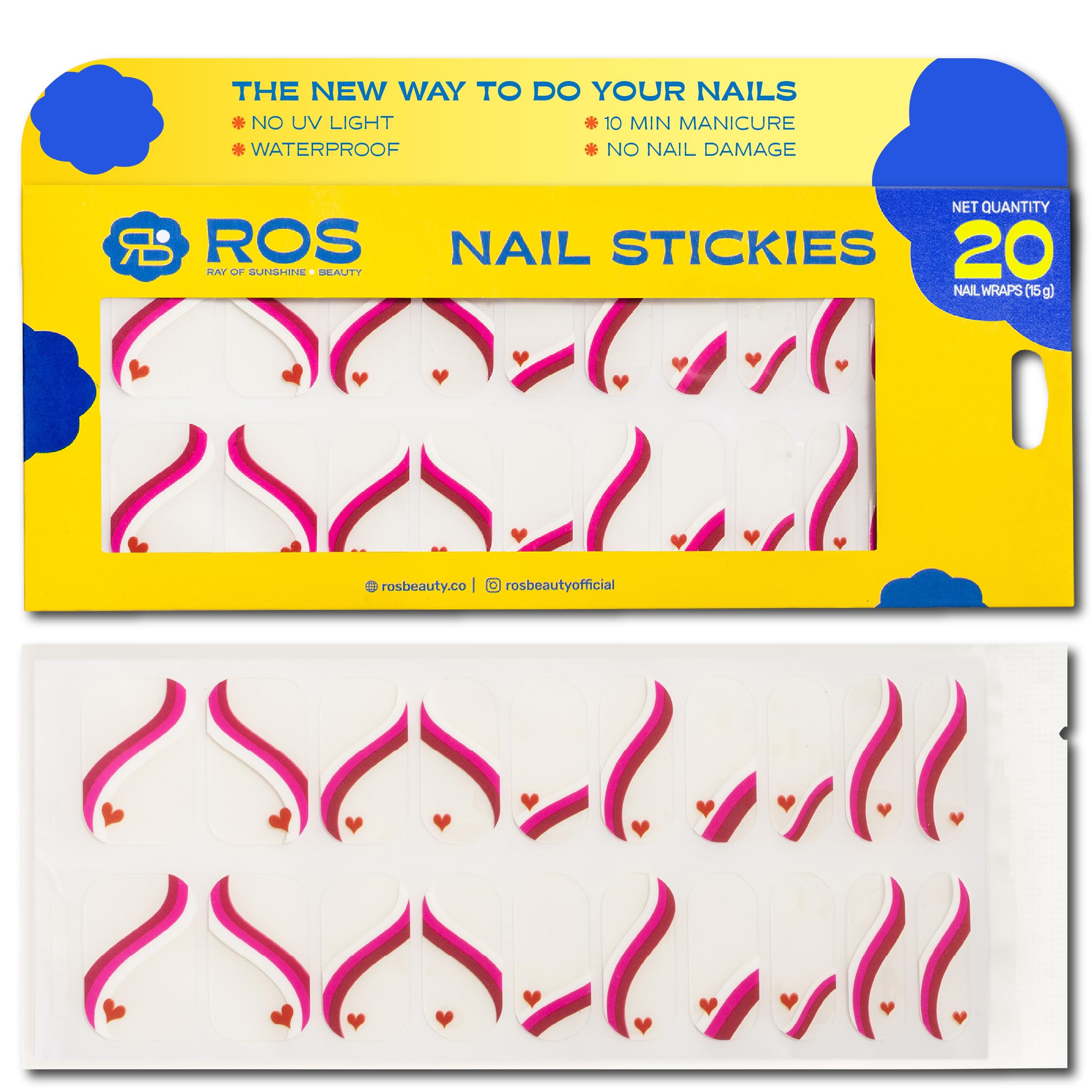 ROS Beauty Nail Stickies | 20 Count | Easy-to-Apply Vibrant Nail Art Stickers | Long-Lasting, Lightweight, & Mess-Free | Effortless DIY Manicure | Stupid Cupid-image-46