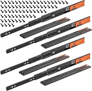 HOIGON 4 Pair 16 Inch Soft Close Drawer Slides, Heavy Duty 3-Section Full Extension Drawer Slides with Ball Bearing, Telescopic Shelf Slides Side Mount for Cabinet, 100lb Capacity